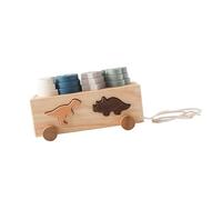 Qectial Jeu de Tri de Formes En Bois, Voiture à Empiler de Formes, Bloc Géométrique éducatif Préscolaire, Fabriqué En Contreplaqué écologique, Bois de Noyer N, Dinosaures