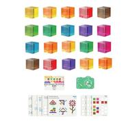 Qectial Lot de 20 cubes empilables en acrylique, blocs sensoriels éducatifs pour l'enseignement en maternelle