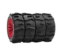 Qectial Lot de 4 Roues de Télécommandées, Pneus de Sable Télécommandés 2,8 X 1 Pouce pour Typhon 1/14, Accessoire Professionnel, Robuste et Léger, Rouge