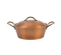 Qectial Marmite en Cuivre Casserole Pot Chaud Récipient de Cuisson Mijoteuse Couvercle Poignées Latérales Robustes Diffusion Homogène Grande Environ3000ml, Grand 3L, Modèle Bruni