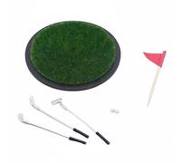 Qectial Mini Golf Accessoire Ornement Terrain Ensemble Balle Club Drapeau Description Réaliste Approprié Poupée Décor de Table Collection Personnelle