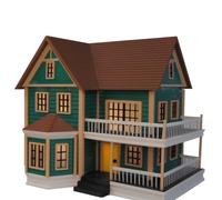 Qectial Miniature Architecture Re Maison Miniature Maquette Maison Maquette Architecture Modèle Villa avec Porche à Deux Niveaux en Plastique PETG Détails, Villa Numéro Douze Finie avec Éclairage