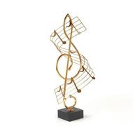 Qectial Note Musicale Décorative Sculpture Statue Ornement Figurine en Fer Forgé Moderne sur Base Carrée en Métal Convient au Bureau Salon Entrée Cadeau, Luxe Léger, Note De Musique Moyenne