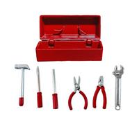 Qectial Outils Miniatures pour Maison de Poupée, Jouets de Jeu de Rôle, Ornements Réalistes, Accessoires Miniatures, Mini-mallette à Outils de Bricolage pour, Étui Rouge