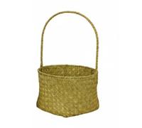 Qectial Panier Tressé Décoratif en Jonc Aquatique avec Structure Métallique pour Organisation Bureau Gar-manger Salle Bains Armoire Sous Évier, Jaune