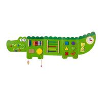Qectial Panneau Mural Enfant Panneau Éducatif Tableau d'Activité Tableau Sensoriel Jouet Mural en Bois Multifonction Décoratif, 91 X 32 X 4.5 Cm, Jeu Mural Grand Crocodile 6,3 Kg