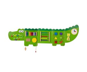 Qectial Panneau Mural Enfant Panneau Éducatif Tableau d'Activité Tableau Sensoriel Jouet Mural en Bois Multifonction Décoratif, 91 X 32 X 4.5 Cm, Jeu Mural Grand Crocodile 6,3 Kg