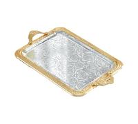 Qectial Plateau Rectangle Plateau de Service Plateau Multifonctionnel Plateau Décoratif En Fer Aspect Doré Poignées Ergonomiques Adaptés pour Repas Petit Déje, M