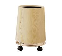 Qectial Poubelle, Corbeille à Papier à Roulettes, Accessoires, Imitation Bois, Poubelle élégante, Poubelle de Salle de Bain pour Bureau, Chambre, Maison, 24.5 Cm X 24.5 Cm X