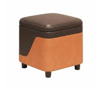 Qectial Pouf de Rangement Tabouret Siège Coffre Couvercle Matelassé et Ossature Solide Organisation des Petits Articles Design Compact Empilable Adapté à, Gris-orange