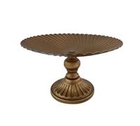 Qectial Présentoir Piédestal Métal Plateau Élevé Bol Décoratif Base Striée Fer Texturé pour Décor de Table Gain de Place Compositions Florales et Bougies, Rétro Français, Fer Forgé Vieilli, Argenté
