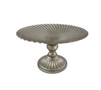Qectial Présentoir Piédestal Métal Plateau Élevé Bol Décoratif Base Striée Fer Texturé pour Décor de Table Gain de Place Compositions Florales et Bougies, Rétro Français, Fer Forgé Vieilli, Doré