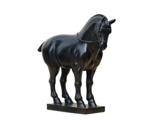 Qectial Statuette Cheval Décoratif Sculpture Cheval Figurine Cheval Œuvre Équestre en Résine Sculptée sur Socle Rectangulaire Profil Classique Convient à, Noir, Cheval De Guerre De Grande Taille