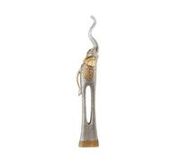 Qectial Statuette Éléphant Figurine Sculpture Ornement Déco en Résine Naturelle au Corps avec Découpes Ovale et Accents Brillants Motifs Sculptés et Finition, B款, B款 Argent