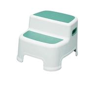 Qectial Tabouret Marchepied Double Escalier Enfant Surface Antidérapante Résistant à L'Eau Facile à Nettoyer Convient Salle de Bain Cuisine Chambre Jeux, lac vert