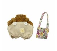 Qectial Tenue de Poupée Ensemble Vêtements Salopette Pull Petit Sac Fabrication Soignée en Maille et Velours avec Boutons , 004