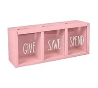 Qectial Tirelire en Bois à Compartiments, avec Compartiments et Transparente, Facile à Utiliser, Idéale pour Les Enfants et Les Adultes. Parfaite pour, Rose