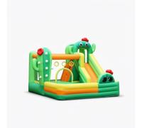 Qectial Toboggan Gonflable Enfants Trampoline Maison de Loisirs en Oxford Renforcé avec Enceinte Gonflée Maille Sécurisée et Souffleur Adapté aux Kermesses Extérieur Activités Familiales