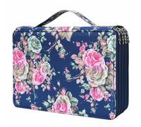 Qectial Trousse à Crayons Multi Couleurs Étui Organisateur Pochette Cartable Sac de Rangement Oxford à Fermeture Zippée Triple pour Stylos et Marqueurs Adapté, Blue Rose