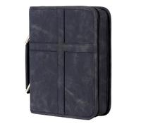 Qectial Trousse Livre Pu Book Tote Étui Porte-bible Compartiments Multiples Revêtement Imperméable Transport Facile Bandoulière Adaptée à la Lecture Sacrée Événement Religieux Cadeau, Noir