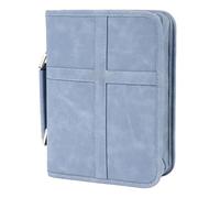 Qectial Trousse Livre Pu Book Tote Étui Porte-bible Compartiments Multiples Revêtement Imperméable Transport Facile Bandoulière Adaptée à la Lecture Sacrée Événement Religieux Cadeau, Bleu Clair