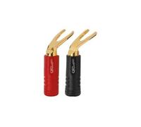 QED Screwloc - Connecteur pour haut-parleur - fourchette prise - noir, rouge (pack de 4)