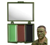 QEDBOJE 1 pièce Camouflage Crème, Chameleon Camouflage, Maquillage du Visage avec Miroir, 3 Couleurs, Kit de Peinture, Mini Kit de Visage, Peinture Corporelle, Grimage Militaire (Noir, Vert, Marron)