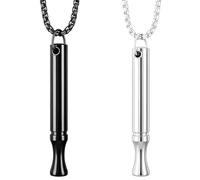 QEDBOJE 2 Pièces Collier Anti Stress, Aide à l'Arrêt du Tabac, Sifflet Anti Tabac, Collier et Arrêt Sans Fumée en Acier Inoxydable, Soulagement de l'Anxiété Respiratoire, Pour Hommes et Femmes