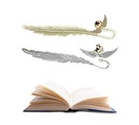 QEDBOJE 2 pièces Marque Page Plume, Marque Page Cadeau pour Enfants et Adultes, Marque-Pages, Marque Page Harry Potter (Snitch Dorée)