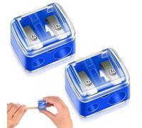 QEDBOJE 2 Pièces Taille-Crayon Universel Maquillage, Aiguiseur Cosmétique, Lames de Précision, Compact pour Voyage, Taille-Crayon pour Crayons Kajal, Sourcils, Contour des Lèvres, Eyeliner (Bleu)