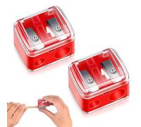 QEDBOJE 2 Pièces Taille-Crayon Universel Maquillage, Aiguiseur Cosmétique, Lames de Précision, Compact pour Voyage, Taille-Crayon pour Crayons Kajal, Sourcils, Contour des Lèvres, Eyeliner (Rouge)