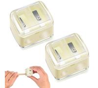 QEDBOJE 2 Pièces Taille-Crayon Universel Maquillage, Aiguiseur Cosmétique, Lames Précises, Compact pour Voyage, Taille-Crayon pour Crayons Kajal, Sourcils, Lèvres, Eyeliner (Blanc)