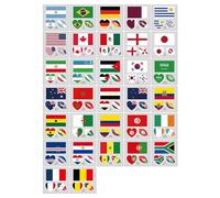 QEDBOJE 32 feuilles d'autocollants drapeaux de pays, autocollants visage, autocollants drapeau du monde, décoration Coupe du Monde 2026