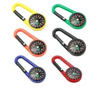 QEDBOJE 6 pièces Mini Mousqueton Multifonction avec Boussole, Enfant, pour extérieur, randonnée, Survie, Crochet (Mini) (Bunte)