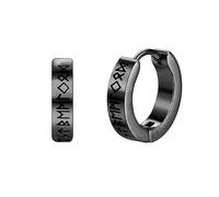 QEDBOJE Boucles d'oreilles viking pour homme en acier inoxydable 1,3 cm Boucles d'oreilles pour homme noir avec runes Bijoux viking, boucles d'oreilles celtiques, décoration viking