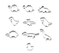 QEDBOJE Lot de 10 Emporte-pièces Dino, Grand, Formes de Dinosaures en Acier Inoxydable, Découpoirs à Fondant DIY, Découpe-biscuits pour Anniversaire Enfant et Décoration de Fête Dino
