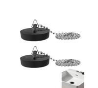 QEDBOJE Lot de 2 Bouchons d'Évier Cuisine, Ø 4 cm avec Chaîne 40 cm, Joint Étanche Renforcé Anti-Perte, Anti-Fuites & Nettoyage Intuitif