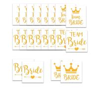 QEDBOJE Lot de 20 Tatouages Temporaires Team Bride EVJF, Tatouage Bride, Tatouages de mariée pour Enterrement De Vie De Jeune Fille, Décorations Accessoire (Or)