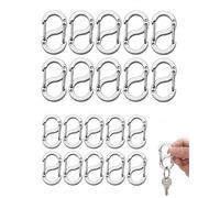QEDBOJE Mini Mousquetons 20 Pièces en 2 Tailles (10x 16mm, 10x 22mm) en Acier Inoxydable Robuste, Petits Mousquetons pour Porte-clés, Sac à Dos et Activités de Plein Air