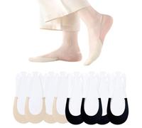 QEDBOJE Socquettes Invisibles Femme 4 Paires, Chaussettes Ballerines Antidérapantes avec Sangle TPU, Bas Découpés pour Escarpins et Talons Hauts