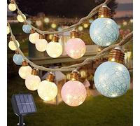 Qedertek Guirlande Lumineuse Exterieure Solaire - 8M 160 LED Guirlande Lumineuse Solaire avec Boule de Coton, 8 Modes Solaire Lumières IP65 Etanche pour Jardin d'été Patio Tente Mariage (Blanc Chaud)