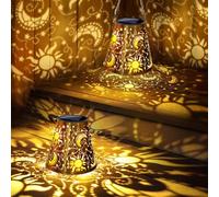 Qedertek Lot de 2 lampes solaires à LED pour jardin - En métal - Pour l'extérieur - Étanche IP65 - Décoration de jardin pour balcon, patio, arbre, terrasse, cadeau pour femme et maman
