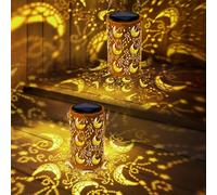 Qedertek Lot de 2 lanternes solaires à LED pour jardin - En métal - Pour l'extérieur - Étanche IP65 - Décoration de jardin pour balcon, patio, arbre, terrasse, cadeau pour femme et maman