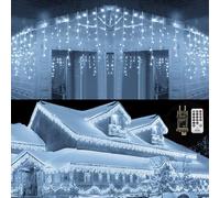 Qedertek Rideau Lumineux 432 LED, 10M Guirlande Lumineuse Exterieur Noel, Adaptateur vec Télécommande, 8 Modes D'éclairage, Decoration Noel Exterieur pour Mariage, Balcon, Pergola, Fêtes (Blanc)