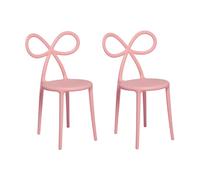 QEEBOO set de 2 chaises RIBBON CHAIR (Rose - Polypropylène)