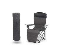 qeedo Johnny Relax Chaise Camping (105 kg), Chaise Pliante Camping, Repose-Pieds, Porte-Boissons - Darkgrey