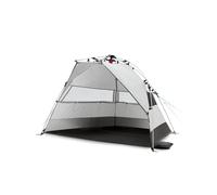qeedo Quick Bay Tente de Plage (UV80) pour 2 Personnes avec Roll-in-Bag, piquets en Plastique et Cordes d'ancrage - Protection Solaire pour familles, Enfants, bébés ou Chiens - Sandgrey