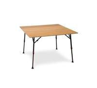 qeedo Quick Kimmy 110 x 110 cm - Table de Camping d'extérieur en Aluminium et Bambou, Repliable, réglable en Hauteur, compacte, légère, Stable et Robuste, Petit Format - 6 Personnes - 13 kg