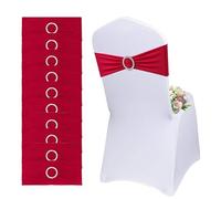 QeeFop Lot de 50 Écharpes De Chaise Élastiques avec Boucle Ronde - Housse de Chaise et Ceinture Extensible Décoration pour Mariage, Banquet, Noël, Réception, Fête d'anniversaire (Barbie-Rose)
