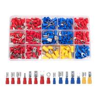QeeHeng 280 Pièces Cosses Electriques a Sertir, 15 types Connecteurs à Sertir 0,5 à 6,0 mm², avec Douilles isolantes, Cosse Anneau Plates Fourches pour Voiture Auto Moto Electriques